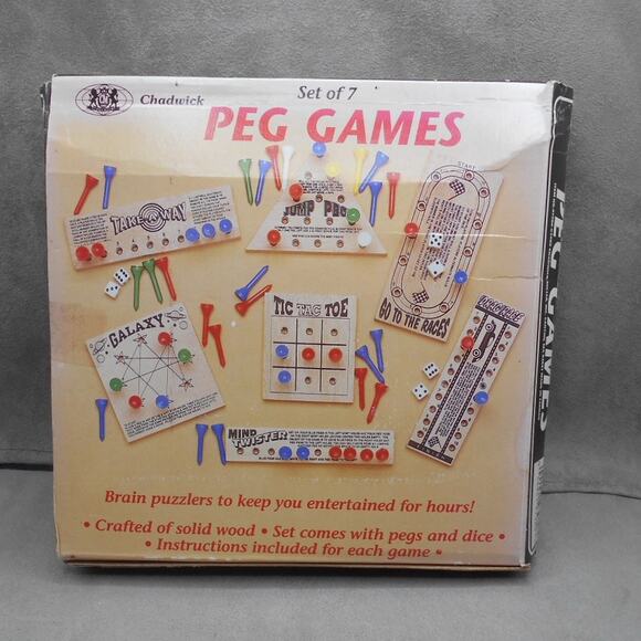 Chadwick Peg Games Set of 7 #97980 Vintage 1989 Brain Teasers Puzzles - Picture 4 of 7